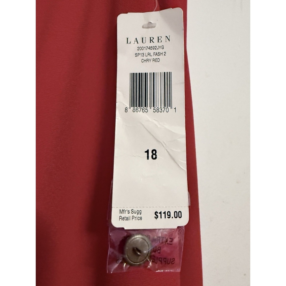 Women's NWT Lauren Ralph Lauren Cherry Red Wide Leg Pants Size 18 - Picture 3 of 4